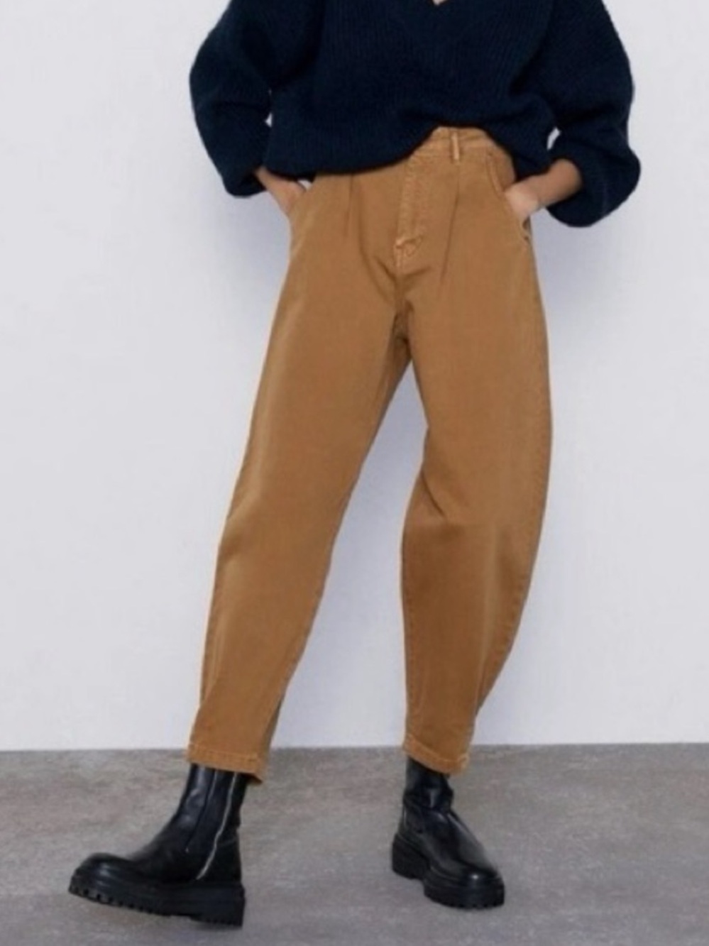 Zara Camel/Tan Ankle Cropped Pants